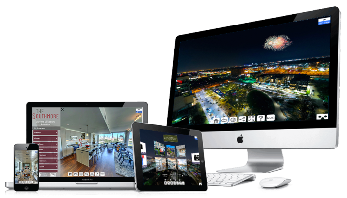 Four Different Apple Devices Displaying Virtual Tours
