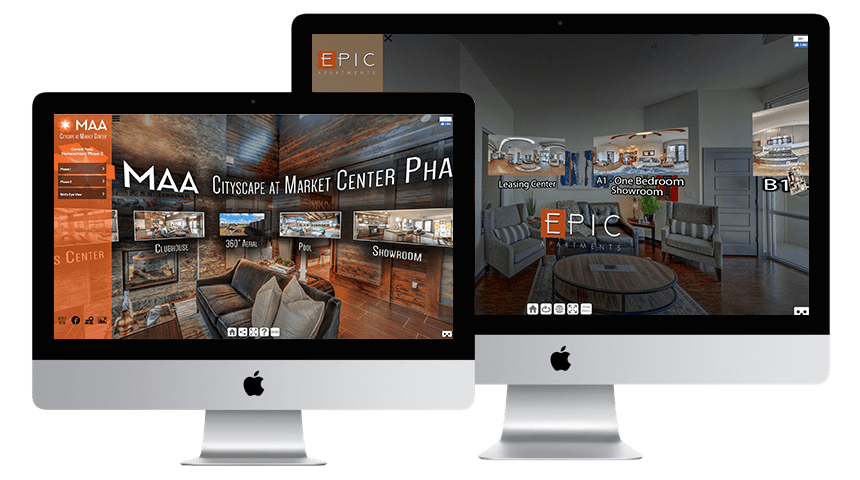 Go Virtual Pro Social Media Services Two iMacs Displaying a Tour